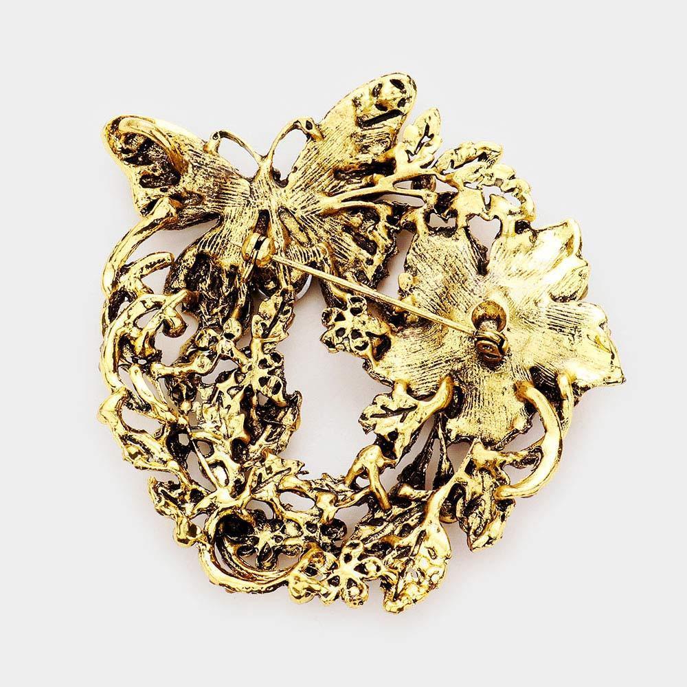 Rhinestone Butterfly Flower Leaf Pin Brooch / Pendant - Jewelry Store by Erik Rayo