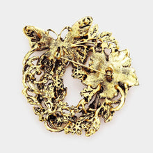 Load image into Gallery viewer, Rhinestone Butterfly Flower Leaf Pin Brooch  / Pendant
