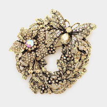 Load image into Gallery viewer, Rhinestone Butterfly Flower Leaf Pin Brooch  / Pendant

