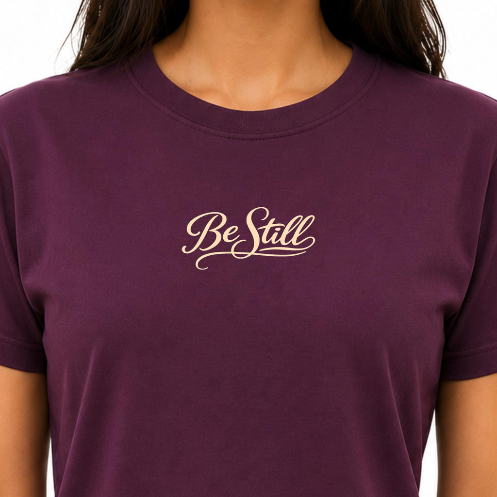 Be Still Plum Purple Christian Shirt for Women with Butterflies Unisex Sizes S-3XL