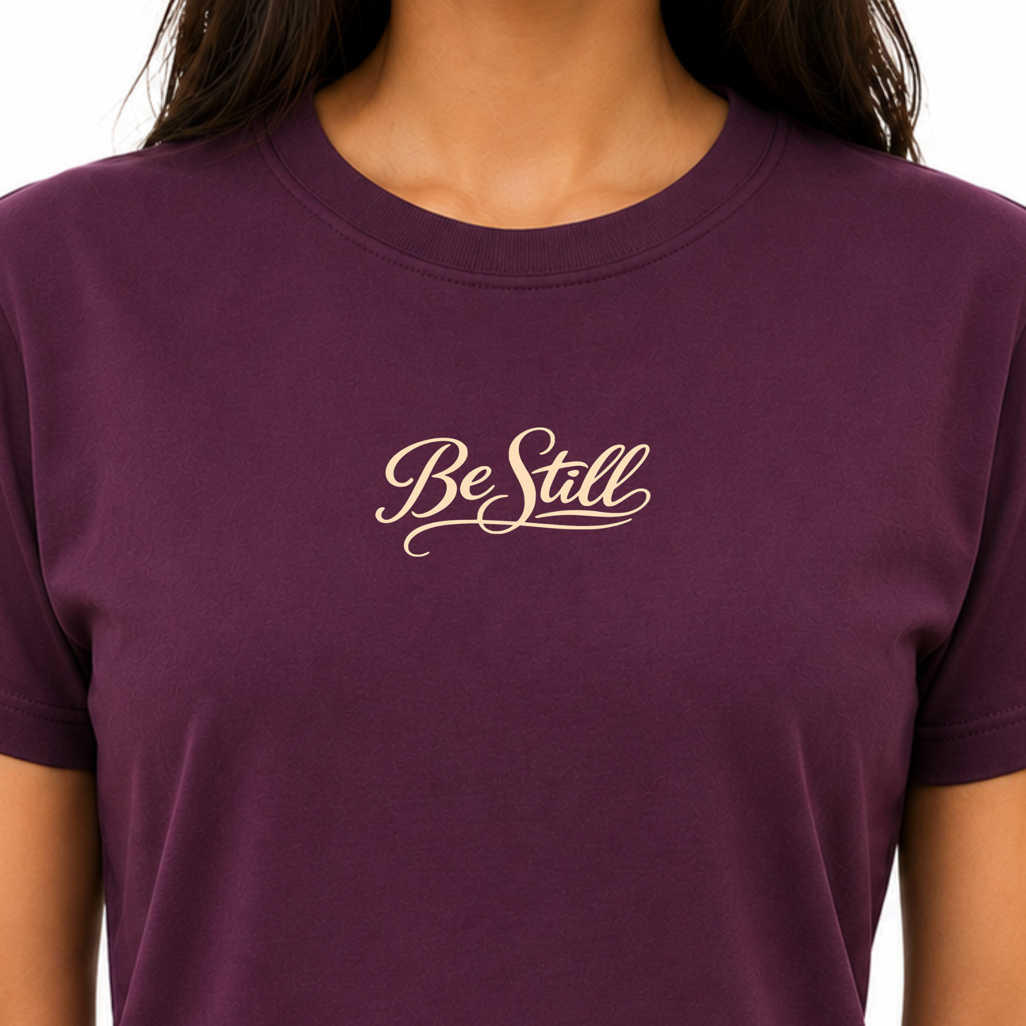 Be Still Plum Purple Christian Shirt for Women with Butterflies Unisex Sizes S-3XL