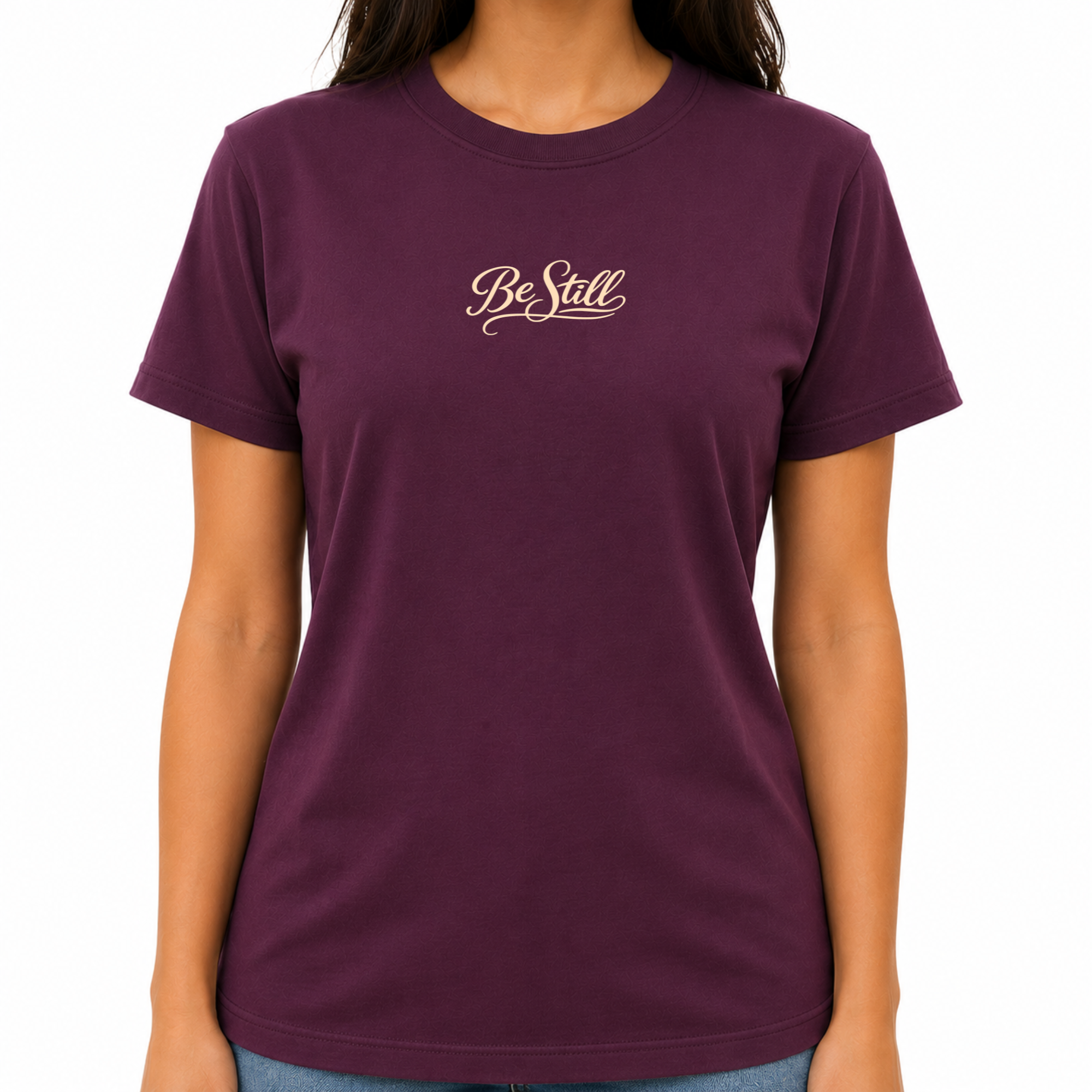 Be Still Plum Purple Christian Shirt for Women with Butterflies Unisex Sizes S-3XL