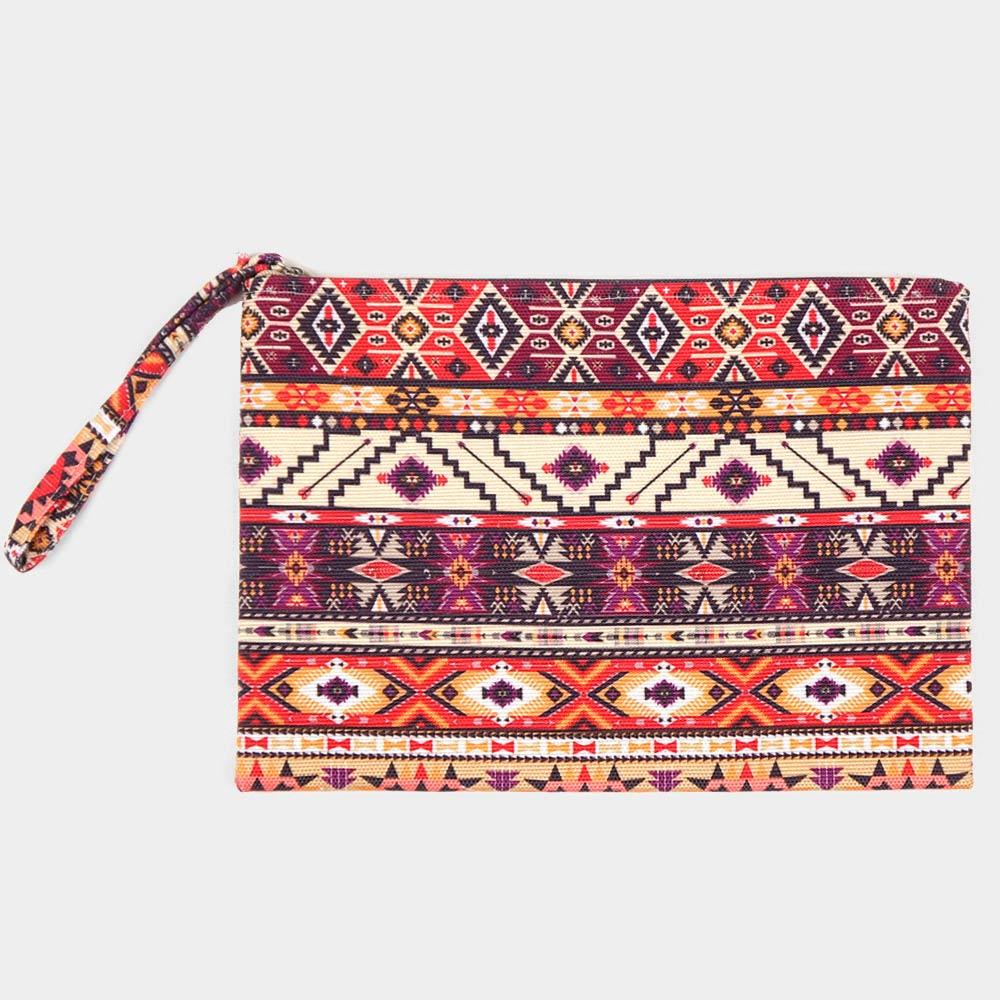 Aztec Pattern Pouch Clutch Bag