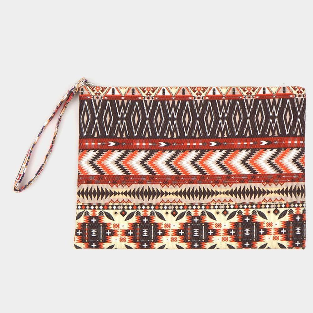 Aztec Pattern Pouch Clutch Bag - Jewelry Store by Erik Rayo