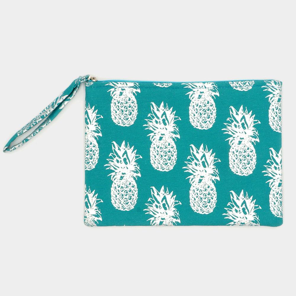 Metallic Pineapple Patterned Pouch Clutch Bag