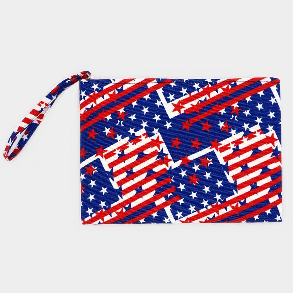 American USA Flag Printed Pouch Clutch Bag - Jewelry Store by Erik Rayo