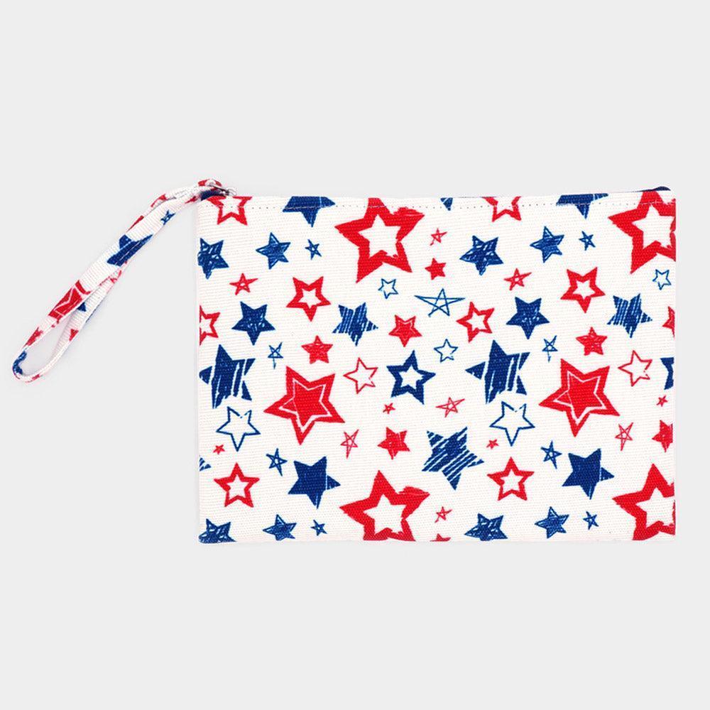 American USA Flag Star Patterned Pouch Clutch Bag - Jewelry Store by Erik Rayo
