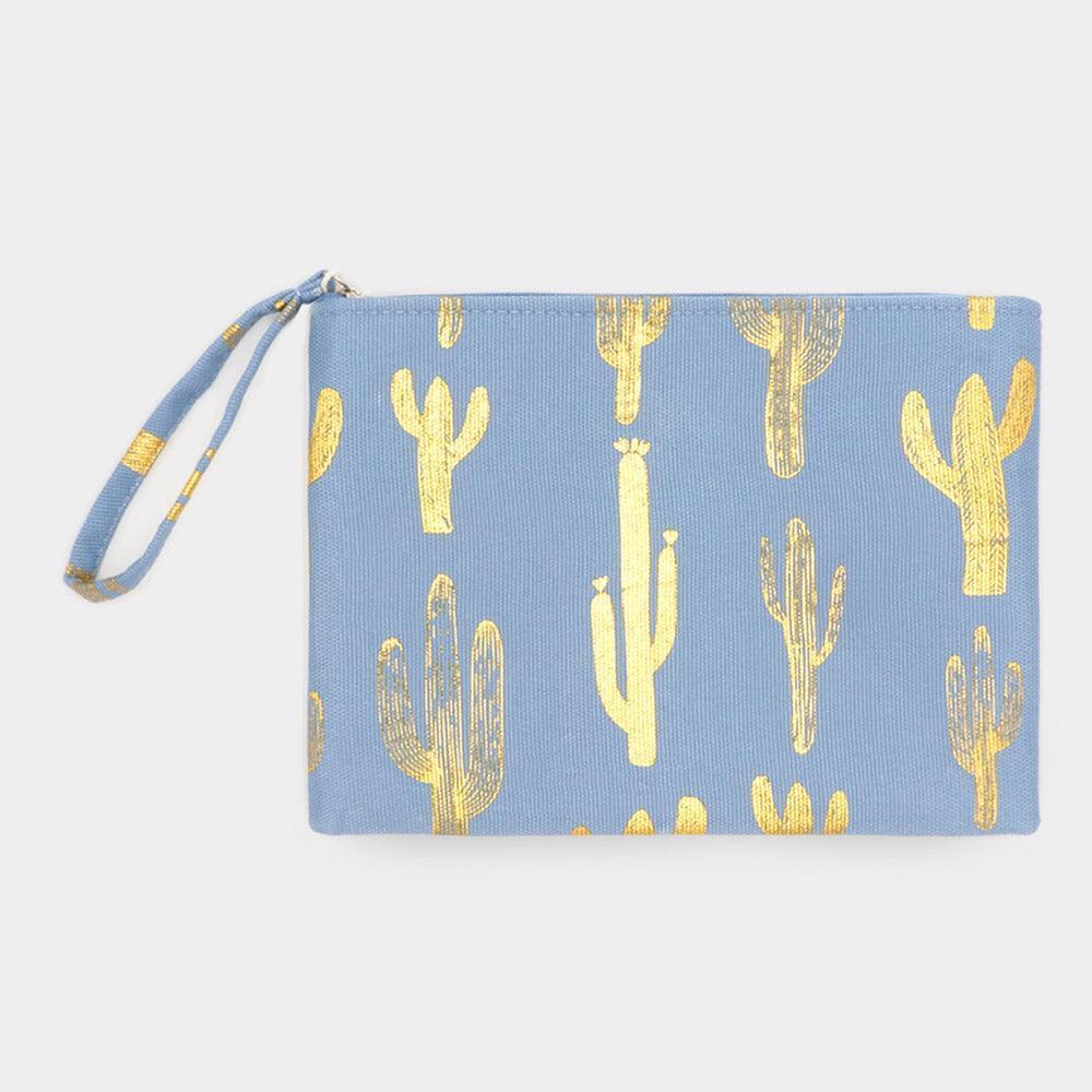 Metallic Cactus Patterned Pouch Clutch Bag - Jewelry Store by Erik Rayo