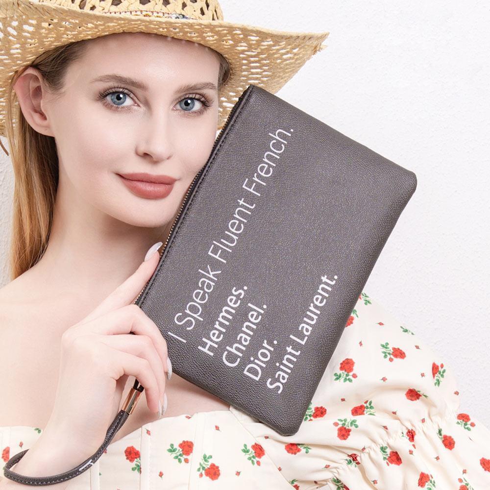 I Speak Fluent French Message Wristlet Clutch Bag - Jewelry Store by Erik Rayo