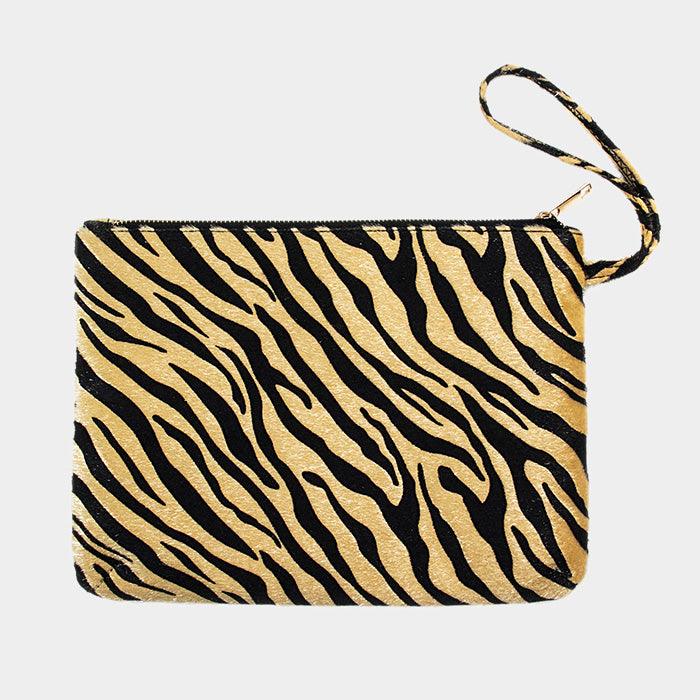 Zebra Print Large Pouch Clutch Bag