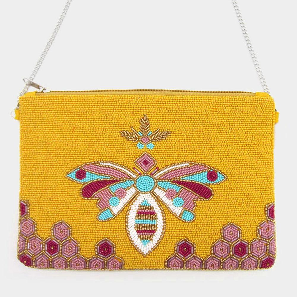 Seed Bead Butterfly Crossbody / Clutch Bag