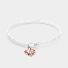 Load image into Gallery viewer, Red Enamel Heart Gift Charm Bangle Bracelet
