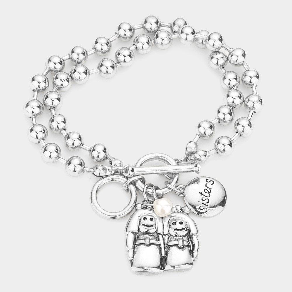 Silver Sister Pearl Charm Toggle Bracelet - Jewelry Store by Erik Rayo