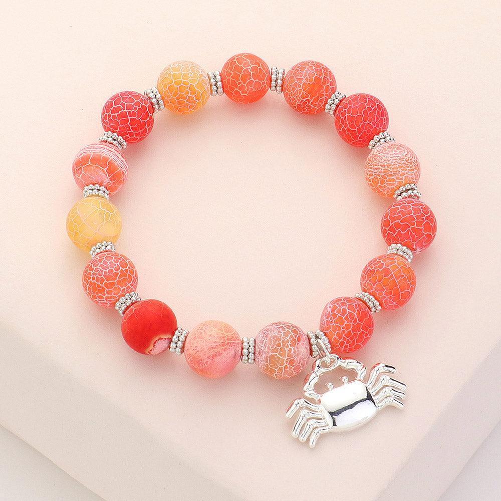 Crab Charm Beaded Stretch Bracelet - Jewelry Store by Erik Rayo