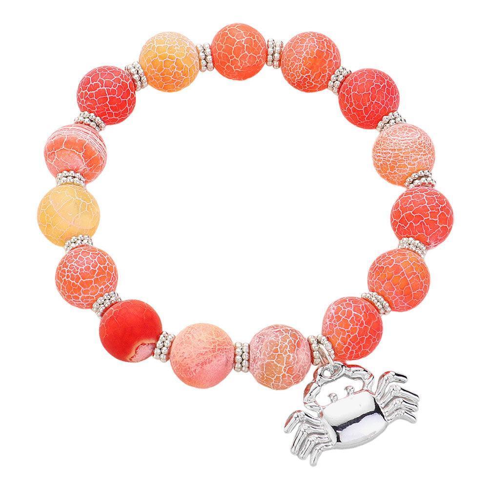 Crab Charm Beaded Stretch Bracelet - Jewelry Store by Erik Rayo
