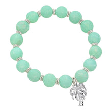 Load image into Gallery viewer, Green Palm Tree Charm Beaded Stretch Bracelet
