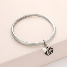 Load image into Gallery viewer, Letter C Monogram Pearl Charm Bangle Bracelet
