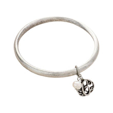 Load image into Gallery viewer, Letter C Monogram Pearl Charm Bangle Bracelet
