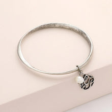 Load image into Gallery viewer, Letter G Monogram Pearl Charm Bangle Bracelet
