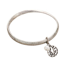 Load image into Gallery viewer, Letter V Monogram Pearl Charm Bangle Bracelet
