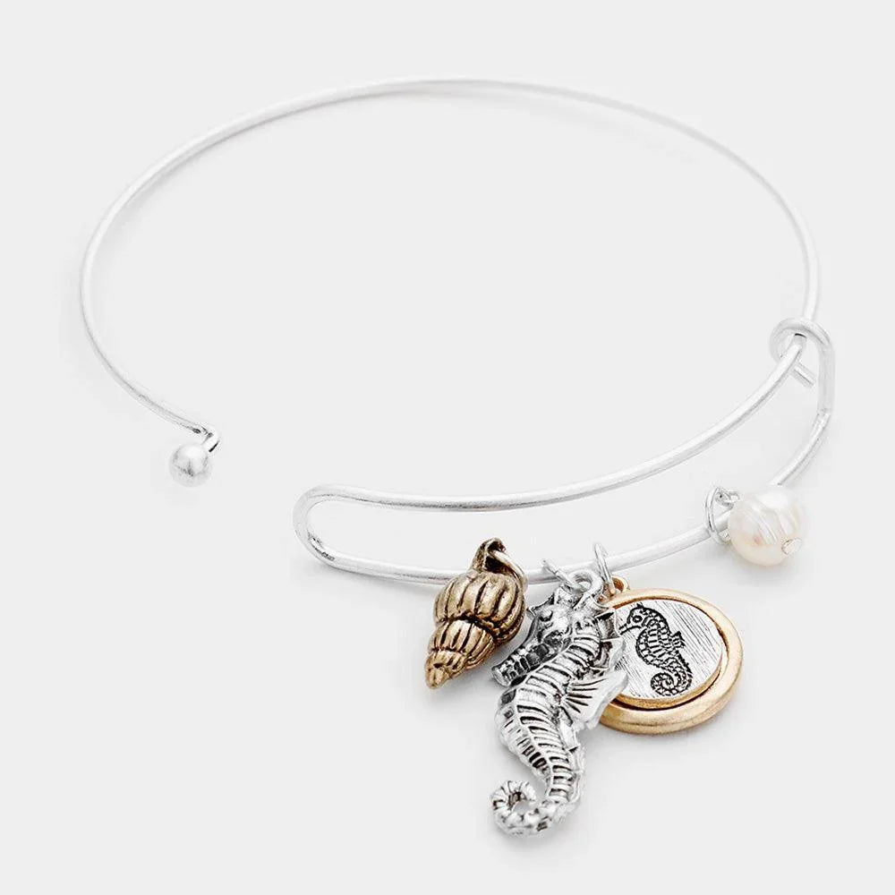 Cream Seahorse Shell Pearl Charm Bracelet - Jewelry Store by Erik Rayo