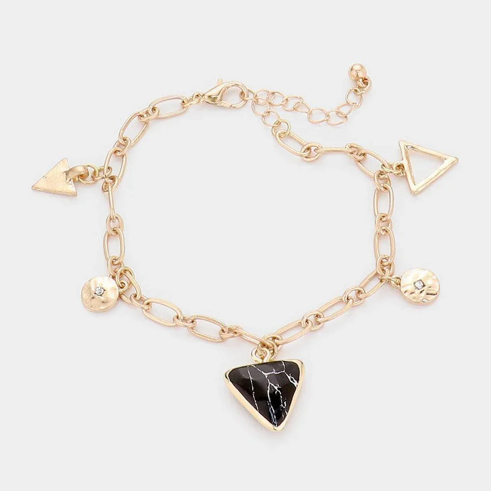 Gold Semi Precious Natural Stone Chain Link Bracelet - Jewelry Store by Erik Rayo