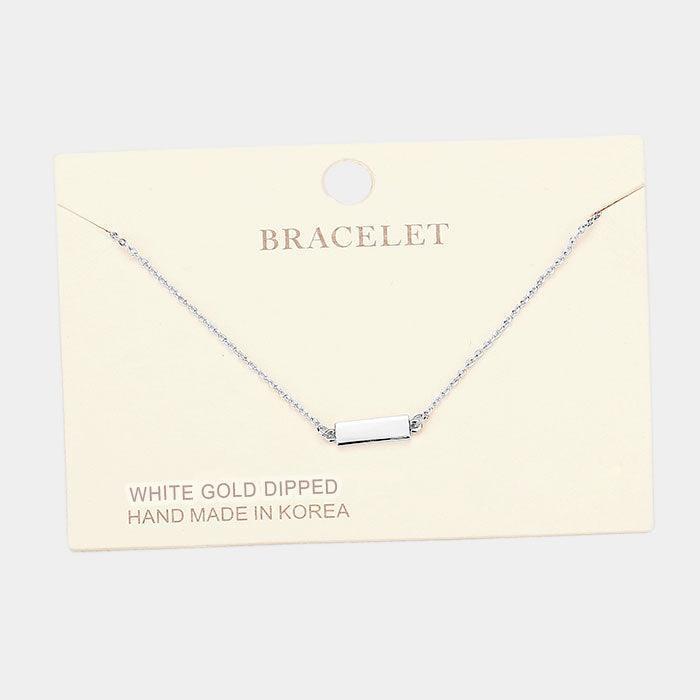 White Gold Dipped Bar Charm Bracelet - Jewelry Store by Erik Rayo