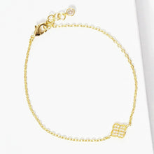 Load image into Gallery viewer, Gold Gold Dipped CZ Quatrefoil Charm Bracelet
