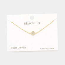 Load image into Gallery viewer, Gold Gold Dipped CZ Quatrefoil Charm Bracelet
