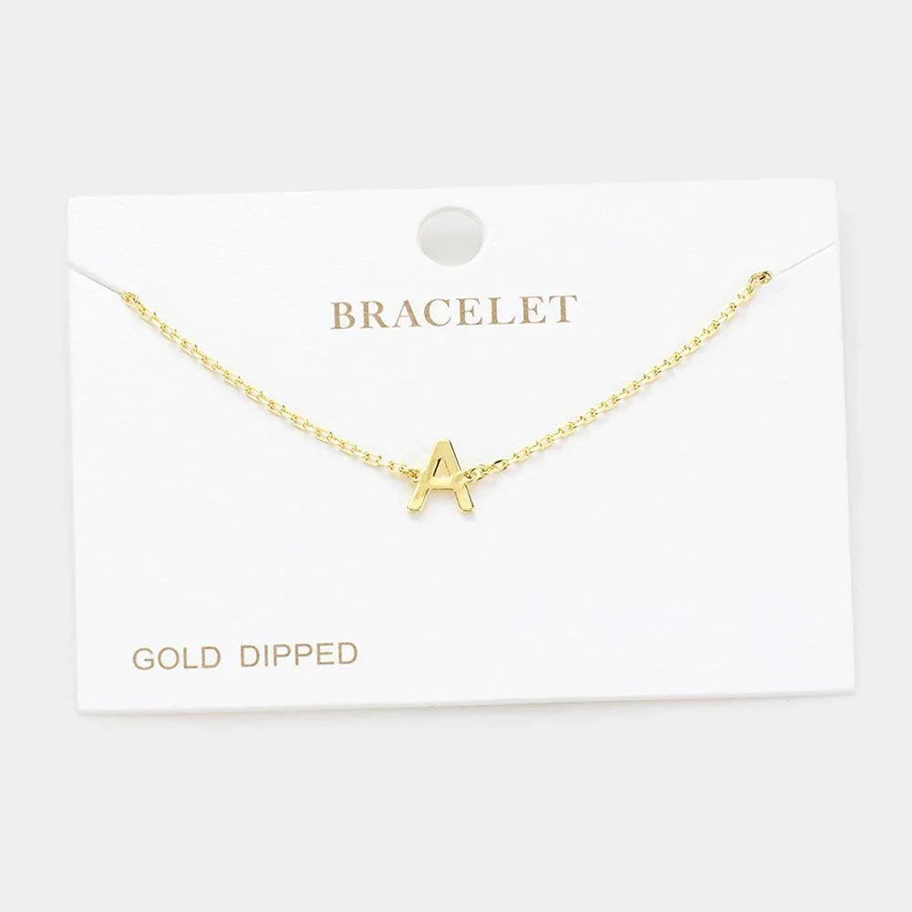 Letter A Gold Dipped Metal Monogram Charm Bracelet - Jewelry Store by Erik Rayo