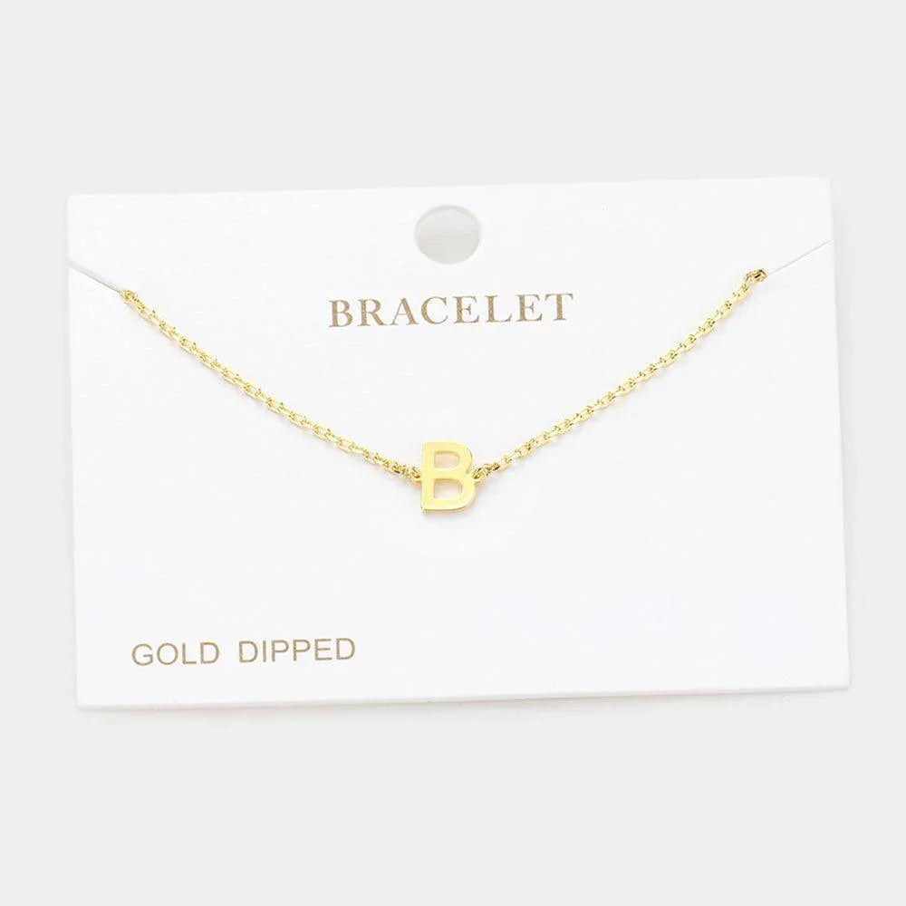 Letter B Gold Dipped Metal Monogram Charm Bracelet - Jewelry Store by Erik Rayo