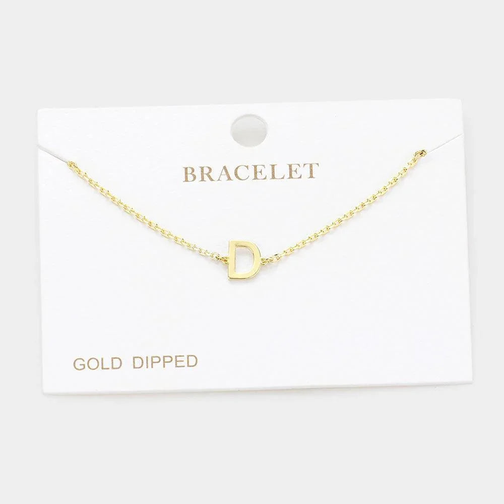 Letter D Gold Dipped Metal Monogram Charm Bracelet - Jewelry Store by Erik Rayo