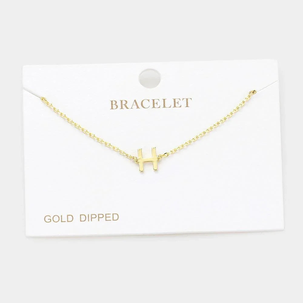 Letter H Gold Dipped Metal Monogram Charm Bracelet - Jewelry Store by Erik Rayo