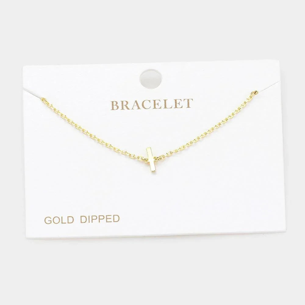 Letter I Gold Dipped Metal Monogram Charm Bracelet - Jewelry Store by Erik Rayo