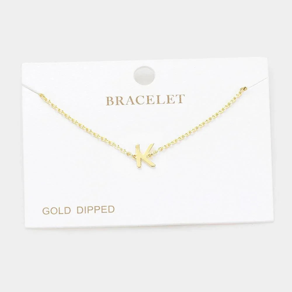 Letter K Gold Dipped Metal Monogram Charm Bracelet - Jewelry Store by Erik Rayo