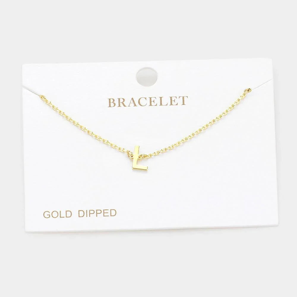 Letter L Gold Dipped Metal Monogram Charm Bracelet - Jewelry Store by Erik Rayo