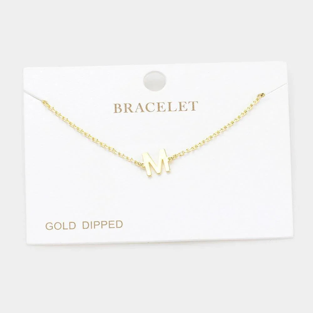 Letter M Gold Dipped Metal Monogram Charm Bracelet - Jewelry Store by Erik Rayo