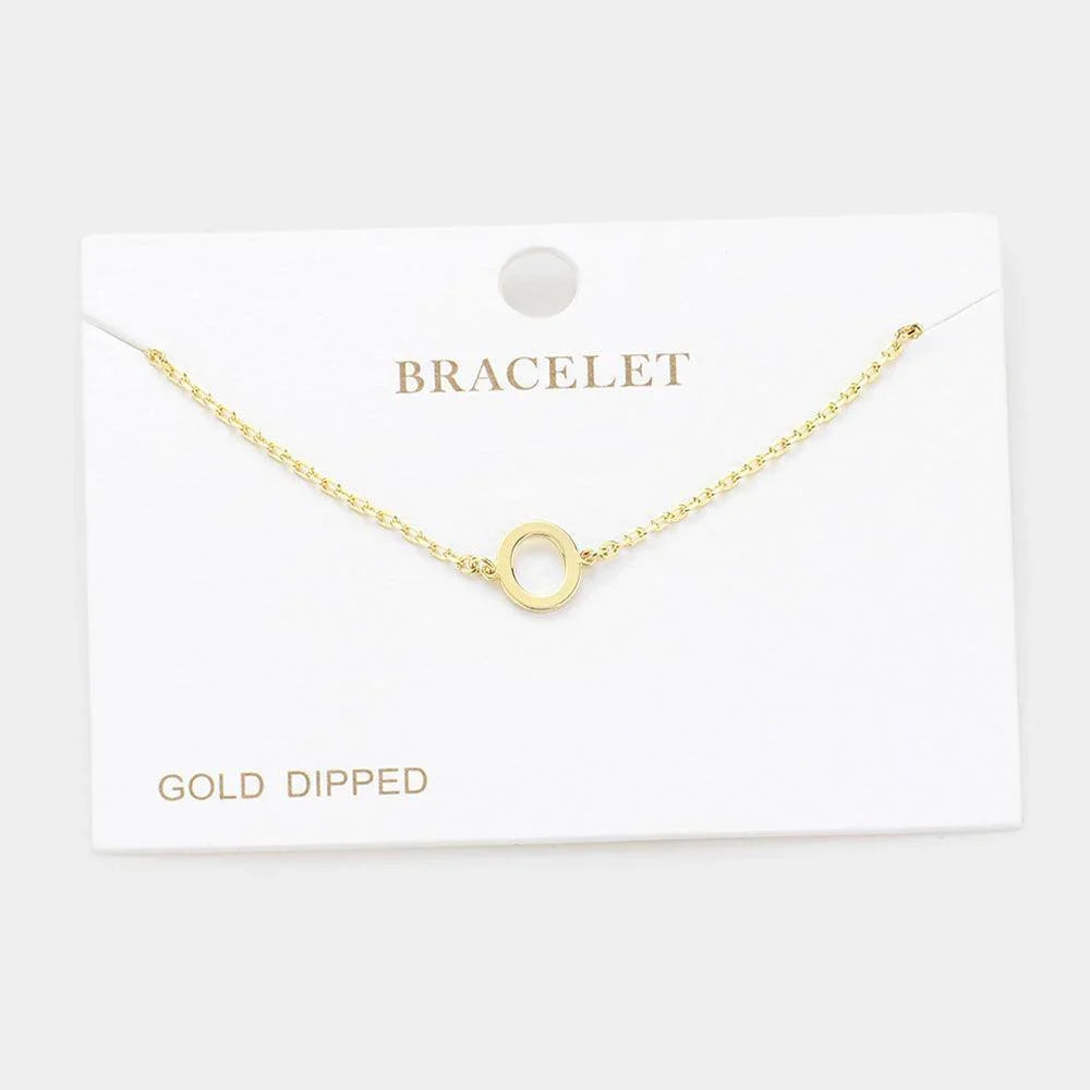 Letter O Gold Dipped Metal Monogram Charm Bracelet - Jewelry Store by Erik Rayo