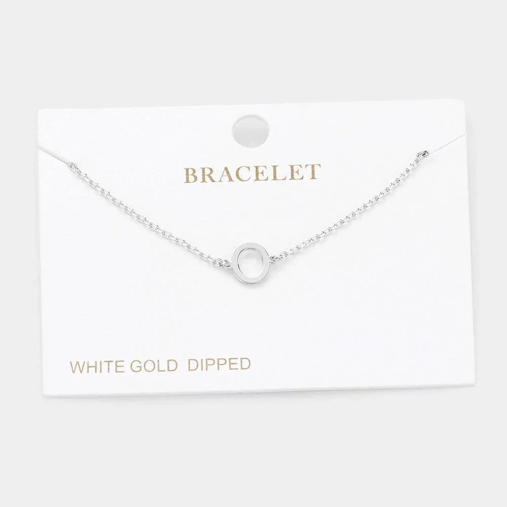 Letter O White Gold Dipped Metal Monogram Charm Bracelet - Jewelry Store by Erik Rayo