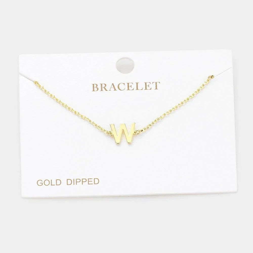 Letter W Gold Dipped Metal Monogram Charm Bracelet - Jewelry Store by Erik Rayo