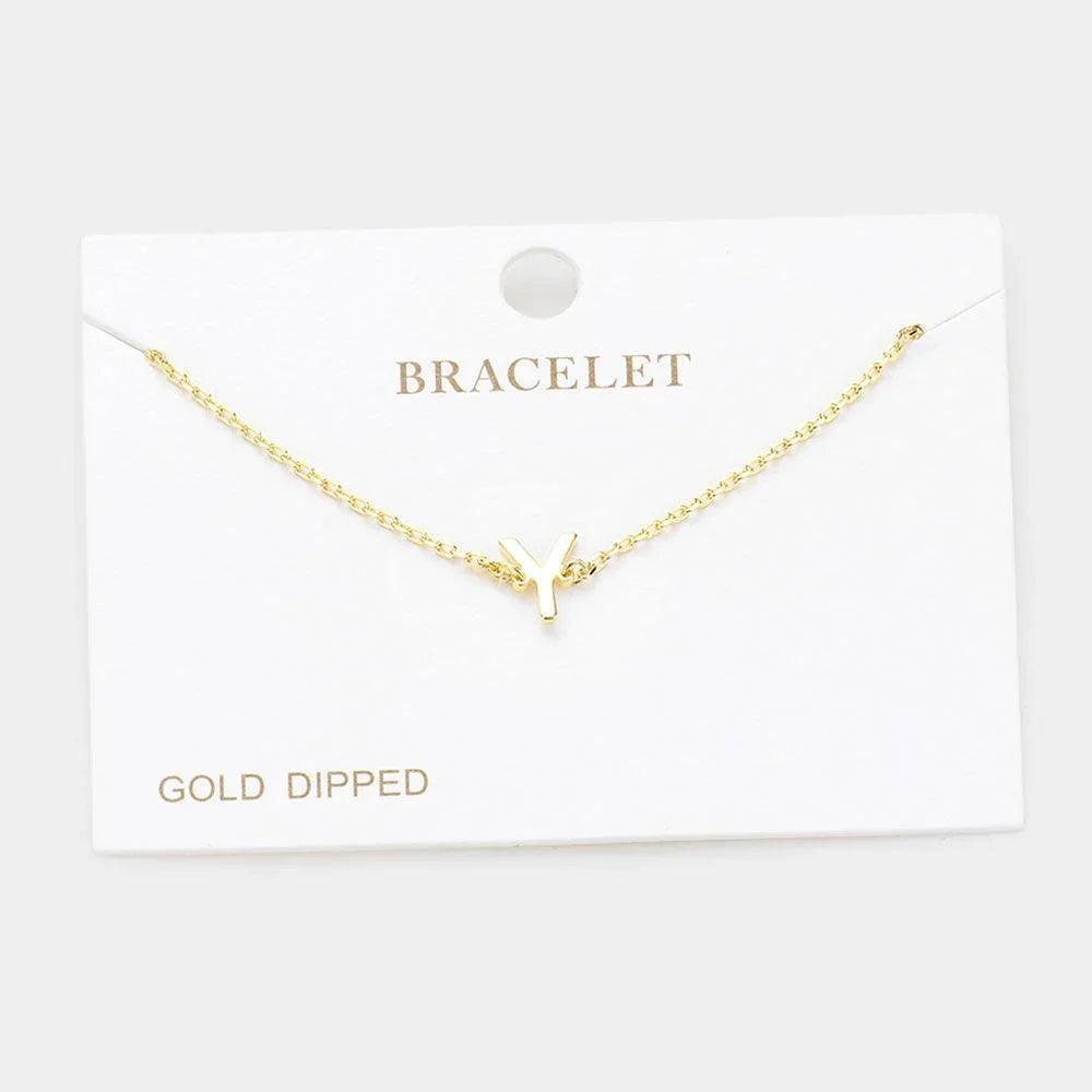 Letter Y Gold Dipped Metal Monogram Charm Bracelet - Jewelry Store by Erik Rayo