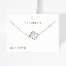 Load image into Gallery viewer, Gold Gold Dipped Mother of Pearl Quatrefoil Charm Bracelet
