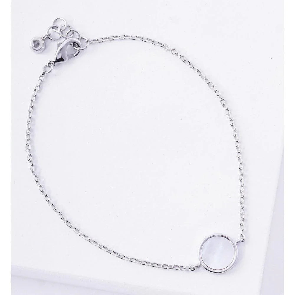 Gold White Gold Dipped Mother of Pearl Round Charm Bracelet - Jewelry Store by Erik Rayo