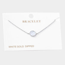 Load image into Gallery viewer, Gold White Gold Dipped Mother of Pearl Round Charm Bracelet
