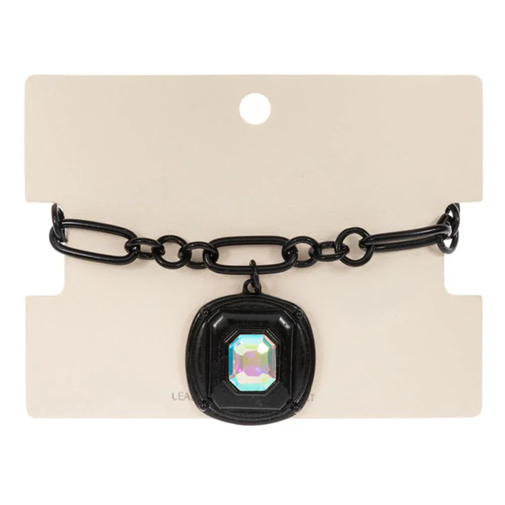 Black Square Crystal Stone Cluster Charm Bracelet - Jewelry Store by Erik Rayo