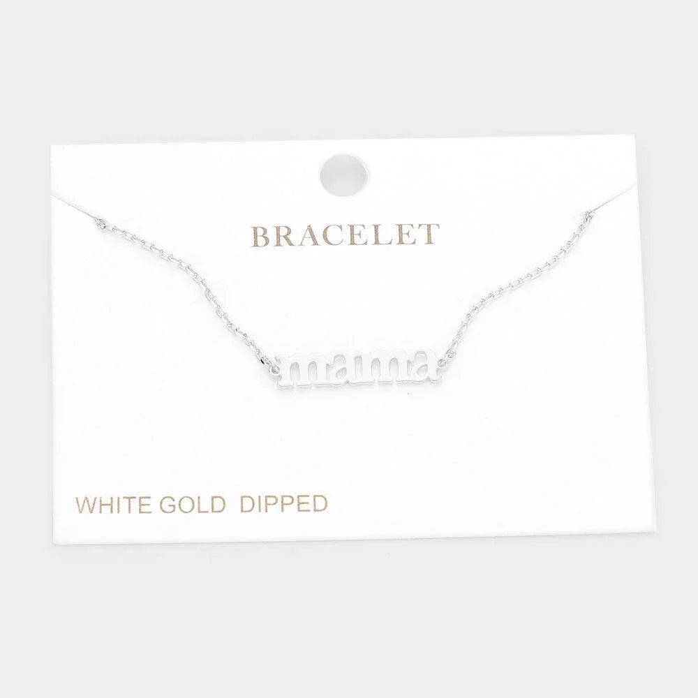 Gold White Gold Dipped mama Metal Message Charm Bracelet - Jewelry Store by Erik Rayo