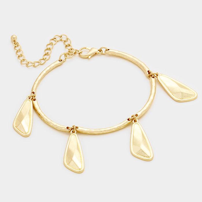 Gold Geometric Metal Charms Station Bracelet