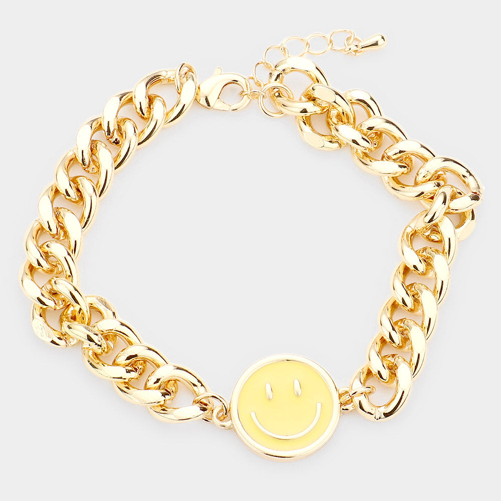 Yellow Enamel Smile Charm Bracelet