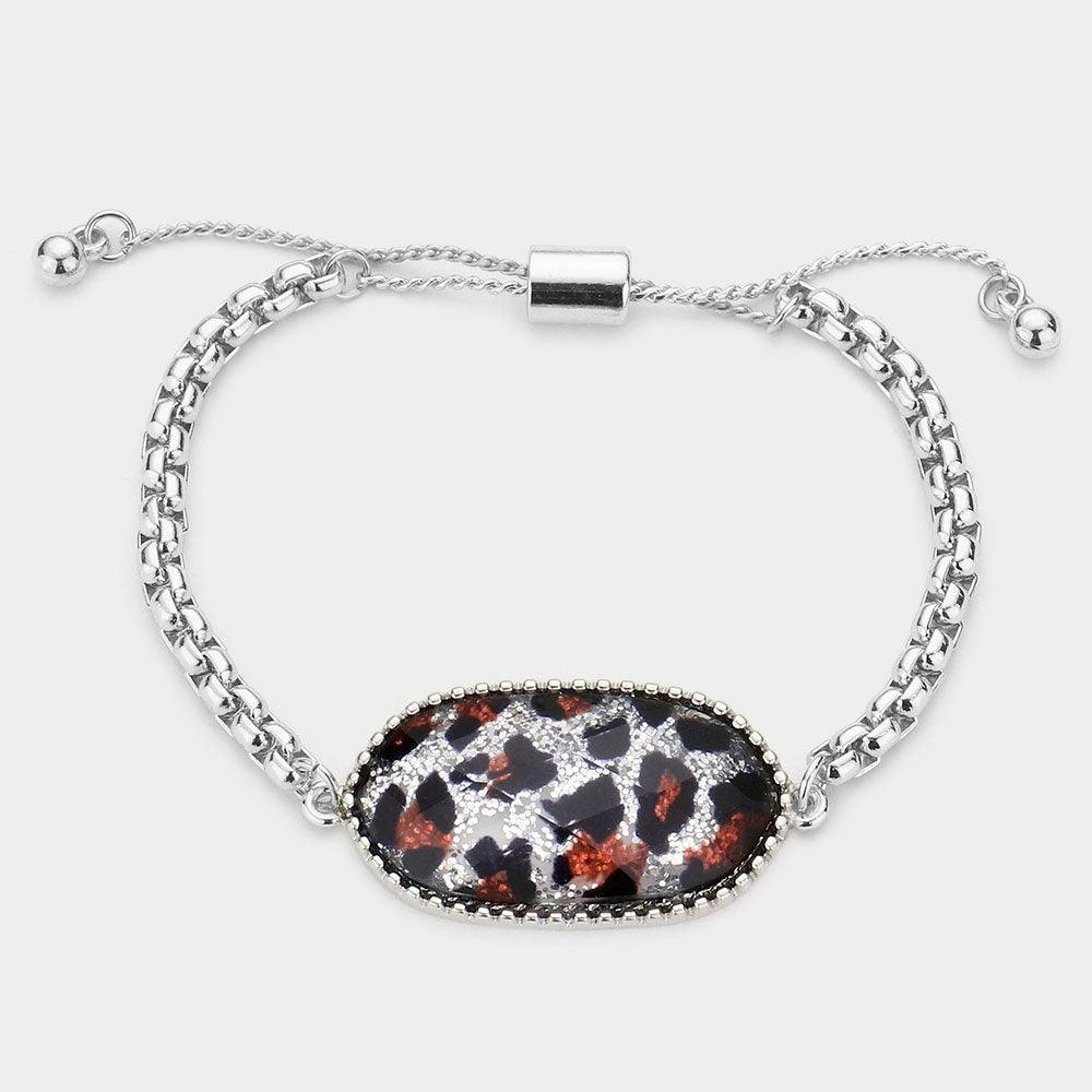 Glittered Leopard Pattern Hexagon Charm Bracelet - Jewelry Store by Erik Rayo