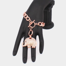 Load image into Gallery viewer, Gold Rhinestone Crystal Elephant Toggle Bracelet
